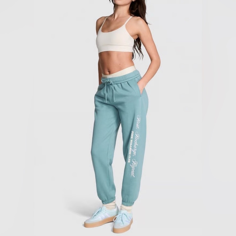 PINK wellness club teal sweat capris
